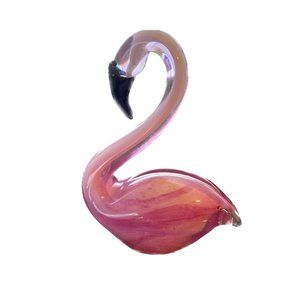 Art Glass Pink Flamingo With Smooth Pontil Six Inches Tall and 5 Inches Wide